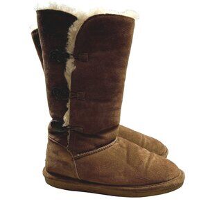 Bearpaw Lauren Boots Womens 10 Brown Cow Suede Sheepskin Wool Lined Cold Weather